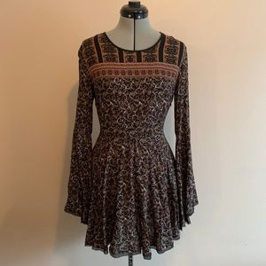 Bohemian Bell Sleeve Mini Dress